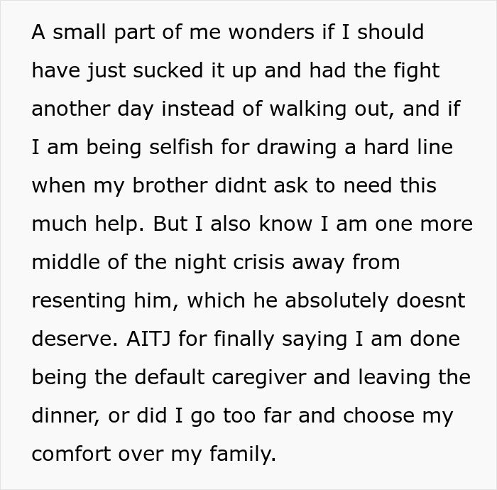 Text about a woman caring for her autistic brother, feeling overwhelmed by entitled parents demanding more help. Text about a woman caring for her autistic brother, feeling overwhelmed by entitled parents demanding more help.