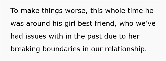 Text discussing issues in a relationship caused by boundaries broken between a woman, her boyfriend, and his girl best friend. Text discussing issues in a relationship caused by boundaries broken between a woman, her boyfriend, and his girl best friend.