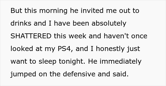 Text excerpt discussing a guy mocking his girlfriend for playing video games to unwind, calling it not ladylike. Text excerpt discussing a guy mocking his girlfriend for playing video games to unwind, calling it not ladylike.