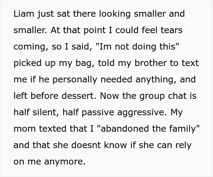 Text excerpt describing a woman overwhelmed while caring for her autistic brother amid family conflict and entitlement demands. Text excerpt describing a woman overwhelmed while caring for her autistic brother amid family conflict and entitlement demands.