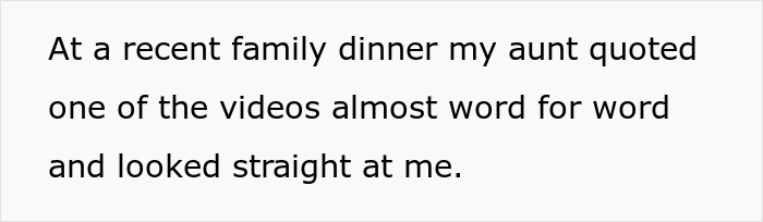 Woman angry her sister built TikTok fame by lying, causing family to believe false stories at dinner. Woman angry her sister built TikTok fame by lying, causing family to believe false stories at dinner.