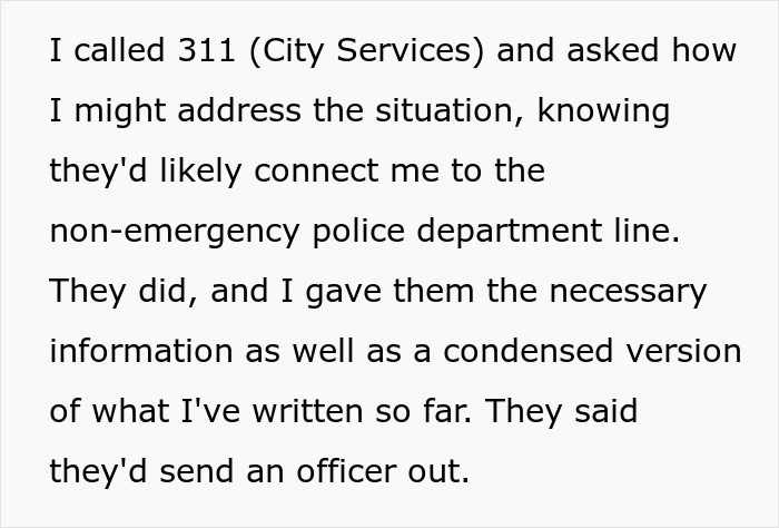 Caller contacts city services to report rude guy blocking fire hydrant and driveway, prompting police response. Caller contacts city services to report rude guy blocking fire hydrant and driveway, prompting police response.