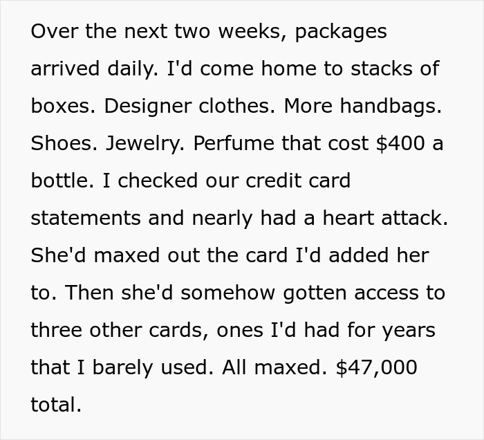 Alt text: Husband discovers wife treating him as ATM machine, maxing out credit cards on designer clothes and luxury items without shame. Alt text: Husband discovers wife treating him as ATM machine, maxing out credit cards on designer clothes and luxury items without shame.