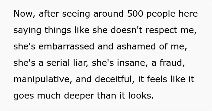 Man wonders if his relationship is doomed as his girlfriend pressures him to lie about his career, feeling manipulated and deceived.