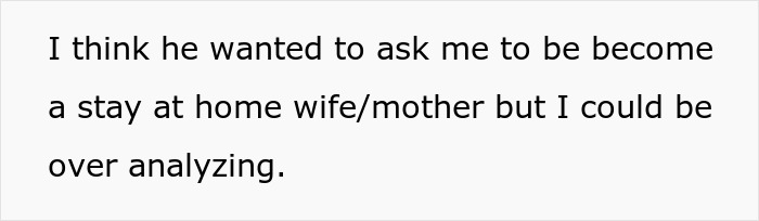 Text screenshot showing a statement about relationship expectations and overanalyzing intentions in a discussion. Text screenshot showing a statement about relationship expectations and overanalyzing intentions in a discussion.