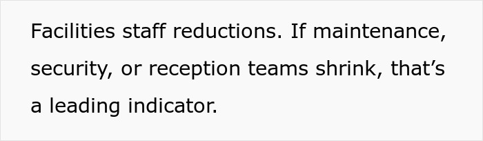 Facilities staff reductions indicating subtle red flags that mean your job is actually not safe at all.