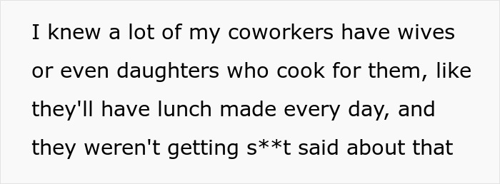 Text excerpt discussing coworkers with homemade lunches contrasted with office potluck store-bought dessert drama opinions.