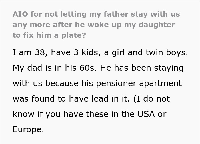 Grandpa waking up granddaughter in the morning to make food together in a cozy kitchen setting.