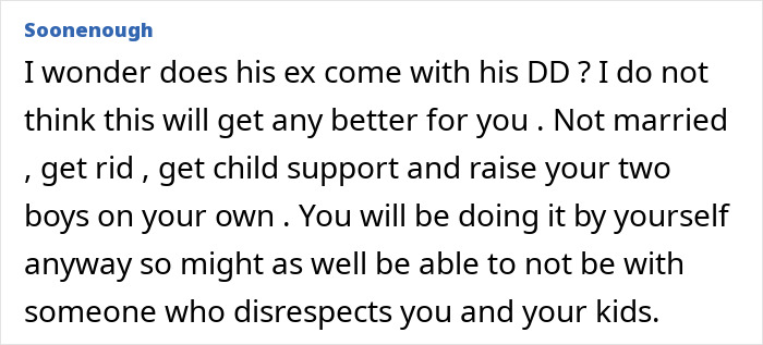 Comment discussing advice on child support and raising boys alone after heartbreak and family issues on Christmas. Comment discussing advice on child support and raising boys alone after heartbreak and family issues on Christmas.