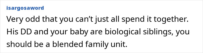 Comment expressing frustration about a husband ditching wife and baby on Christmas while spending time with another child. Comment expressing frustration about a husband ditching wife and baby on Christmas while spending time with another child.