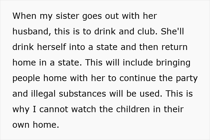 Text about sister expecting babysitting for free and using family card after demanding payment for babysitting four kids. Text about sister expecting babysitting for free and using family card after demanding payment for babysitting four kids.