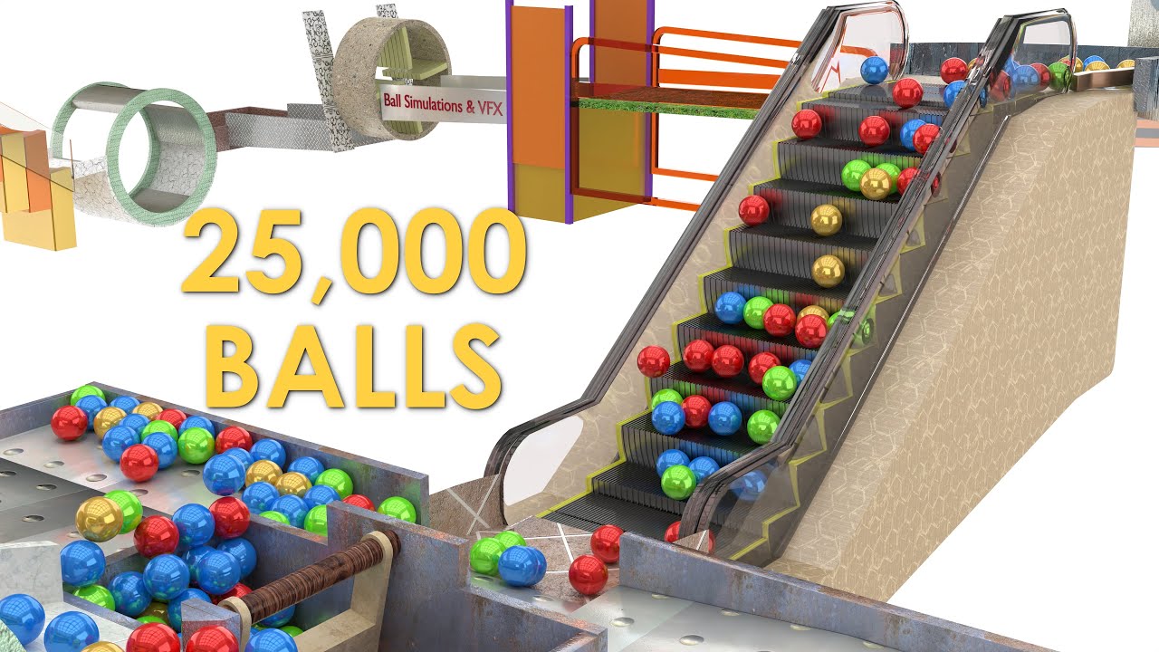 25,000 Color Balls Marble Run Screening Animation V04
