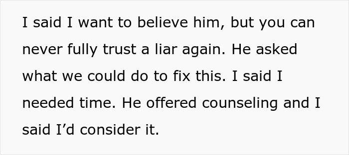 Text from a woman rethinking her engagement after fiancé’s lie about her family causes conflict during holiday dinner.