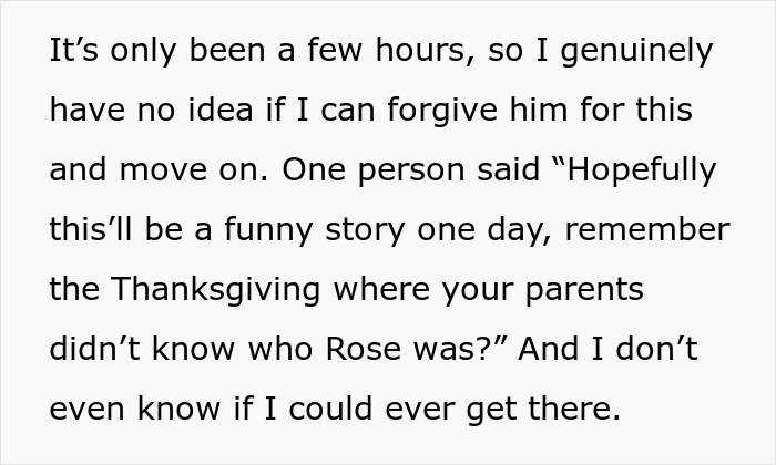 Woman rethinks engagement after fiancé’s lie about her family causes conflict during holiday dinner conversation.