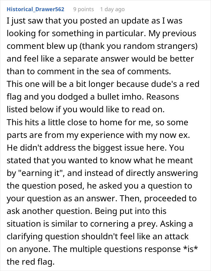 Red flag relationship advice about a man saying girlfriend must earn engagement ring after years together, causing drama online.