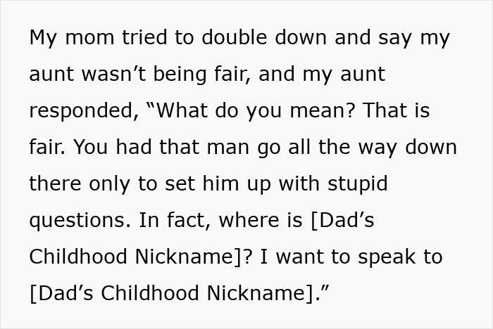 Text showing a family argument where bride&rsquo;s parents throw tantrums and are confronted by great aunt during a wedding dispute.