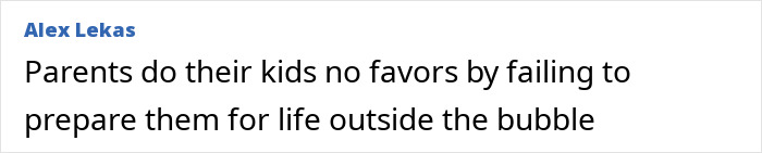 Quote from Alex Lekas about parents failing to prepare kids outside the bubble, related to Scott Jennings nepo baby debate flop.