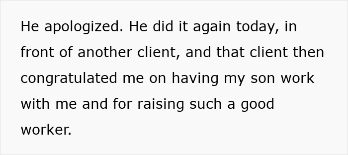 Text excerpt about a woman feeling weirded out as coworker insists on calling her his work mom.