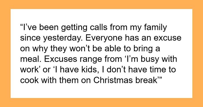 Woman Threatens To Cancel Christmas Dinner If 30 Guests Show Up Without Food, They’re Mad