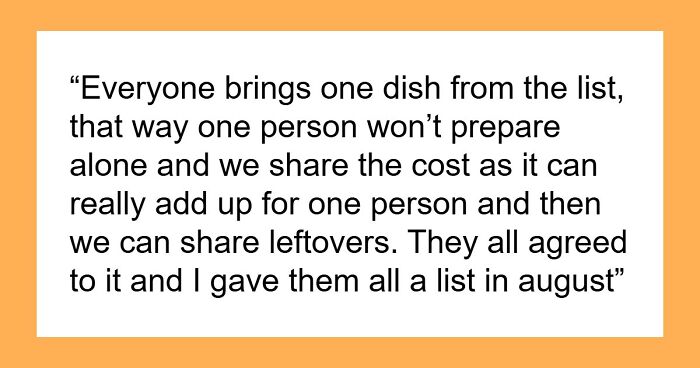 Woman Threatens To Cancel Christmas Dinner If 30 Guests Show Up Without Food, They’re Mad