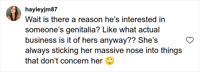 Social media comment criticizing Candace Owens&rsquo; remark about Brigitte Macron&rsquo;s private matters, sparking disbelief.