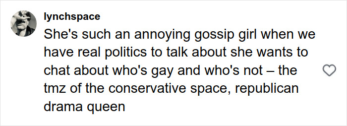 User comment criticizing Candace Owens for focusing on gossip instead of politics, sparking disbelief among viewers.