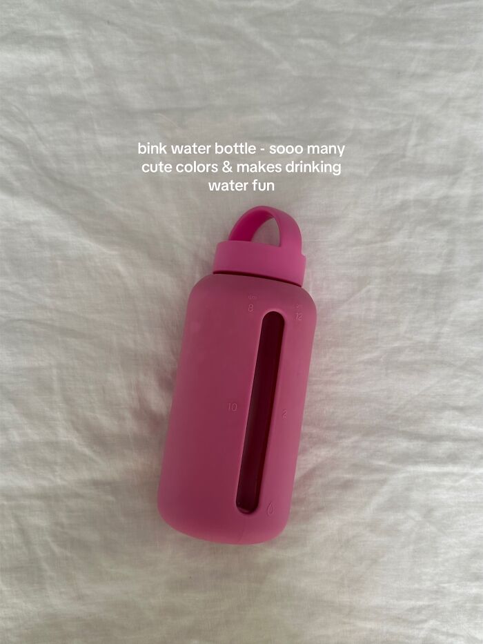 Pink bink water bottle with handle, praised in popular Christmas gifts for making drinking water fun and available in many colors.