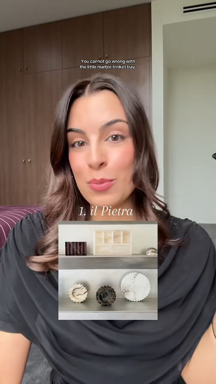 Woman recommending il Pietra marble trinket tray as a top Christmas gift people can’t recommend more.