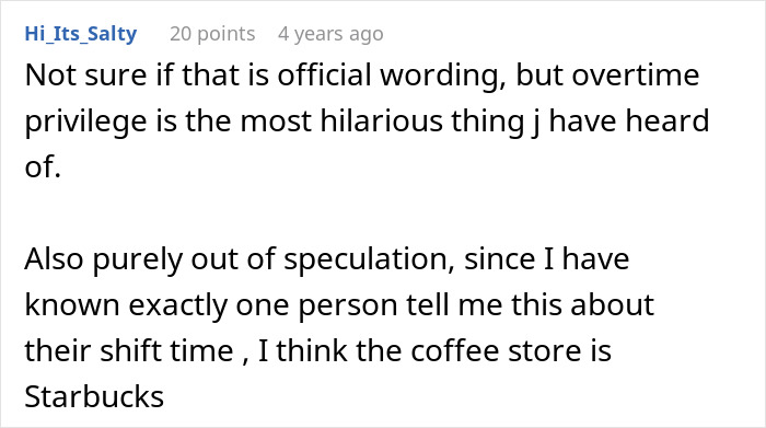 Screenshot of a Reddit comment discussing a manager forcing coffee shop worker to follow rules and its unexpected consequences.