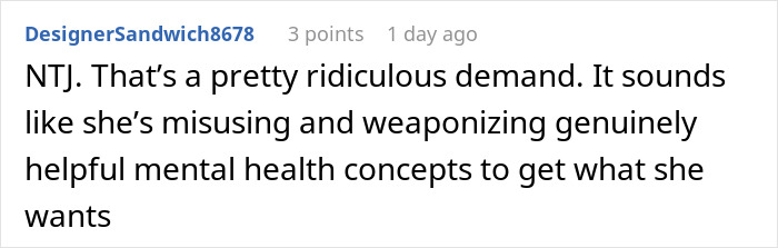 Screenshot of a Reddit comment discussing a person refusing to follow roommate’s strict vegan rules in shared kitchen. Screenshot of a Reddit comment discussing a person refusing to follow roommate’s strict vegan rules in shared kitchen.