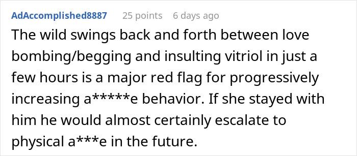 Comment discussing escalating a*****e behavior as a warning sign in a relationship involving video games and unwinding. Comment discussing escalating a*****e behavior as a warning sign in a relationship involving video games and unwinding.