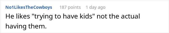 Screenshot of a comment where a woman blows up at her husband after exposing his lie about risking their future child’s health.