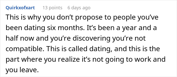 Comment on Reddit about relationship doubts before marriage with man considering canceling wedding after fiancée’s family hires a PI. Comment on Reddit about relationship doubts before marriage with man considering canceling wedding after fiancée’s family hires a PI.