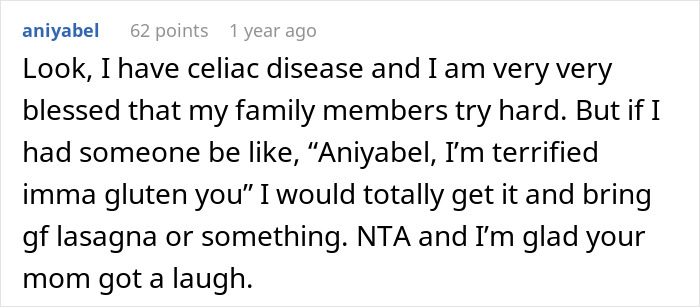 Comment discussing family dynamics and allergies, highlighting expectations and reactions involving grandkids and allergies. Comment discussing family dynamics and allergies, highlighting expectations and reactions involving grandkids and allergies.