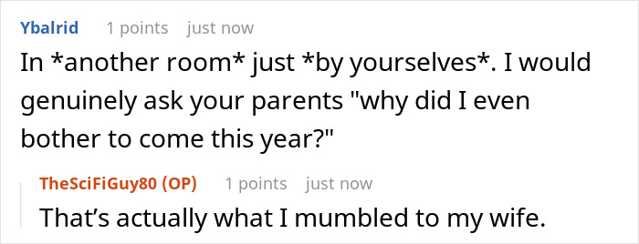 Online discussion where a son expresses annoyance about being placed at overflow table during Thanksgiving with friends at main table. Online discussion where a son expresses annoyance about being placed at overflow table during Thanksgiving with friends at main table.