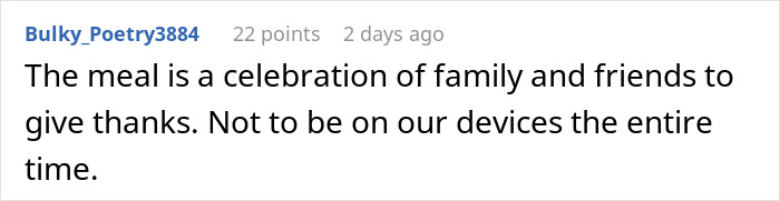 Comment about a Thanksgiving guest leaving without saying goodbye and insisting on getting leftovers the next day.