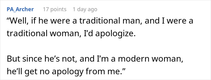Screenshot of a Reddit comment discussing views on traditional wives and modern relationships with pointed opinions. Screenshot of a Reddit comment discussing views on traditional wives and modern relationships with pointed opinions.