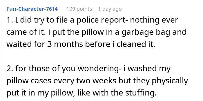 Text excerpt from a Reddit post explaining how a pillow with grass was used to test a roommate's allergy to grass. Text excerpt from a Reddit post explaining how a pillow with grass was used to test a roommate's allergy to grass.