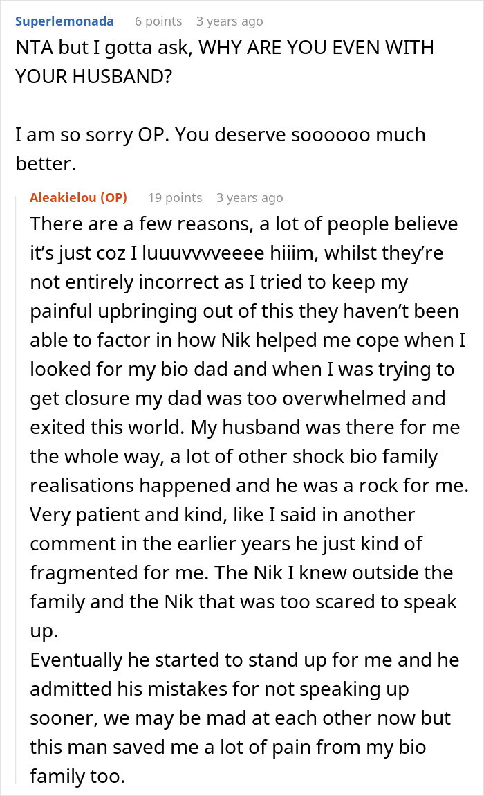 Reddit conversation showing a user discussing repressed rage and coping with difficult family dynamics involving MIL.