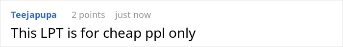 Screenshot of a Reddit comment reading This LPT is for cheap ppl only discussing a white elephant gift refund.