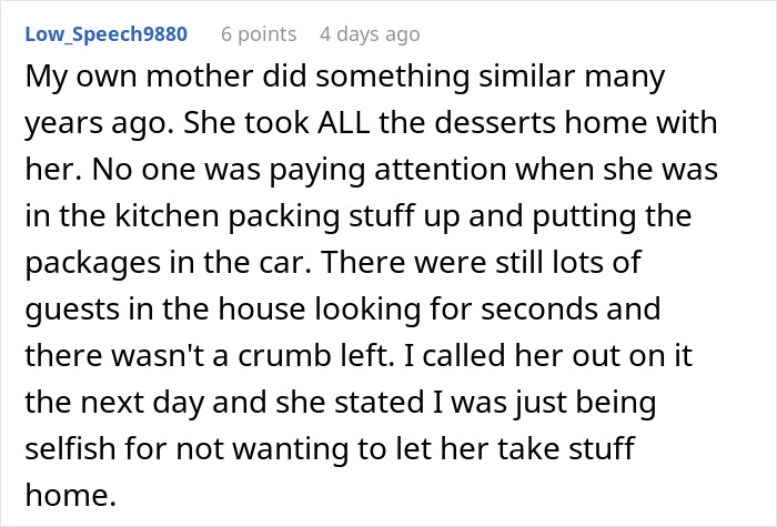 Screenshot of a social media comment about a couple hosting an expensive Thanksgiving dinner and missing leftovers. Screenshot of a social media comment about a couple hosting an expensive Thanksgiving dinner and missing leftovers.