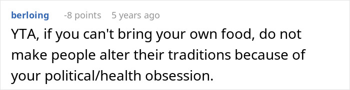 Reddit comment criticizing someone for expecting no vegan options Christmas Eve dinner and altering traditions. Reddit comment criticizing someone for expecting no vegan options Christmas Eve dinner and altering traditions.