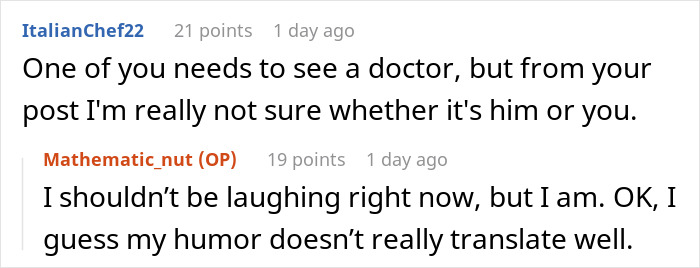 Reddit comment screenshot about memory issues, featuring Get Him To A Doctor and users urging someone to see a doctor.
