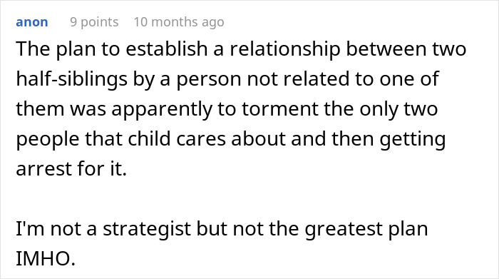Screenshot of a comment discussing refusing to establish relationship between fathers and kids causing distress and legal issues. Screenshot of a comment discussing refusing to establish relationship between fathers and kids causing distress and legal issues.