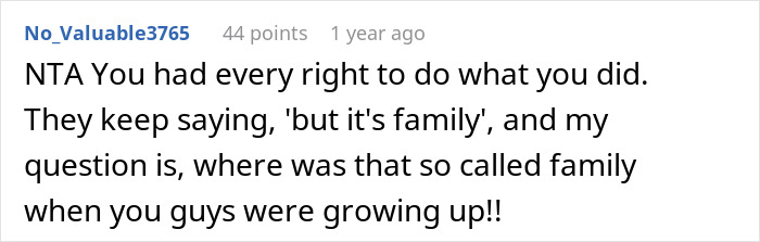 Screenshot of a Reddit comment discussing a sibling conflict after sharing a surprise plan that led to someone being kicked out. Screenshot of a Reddit comment discussing a sibling conflict after sharing a surprise plan that led to someone being kicked out.