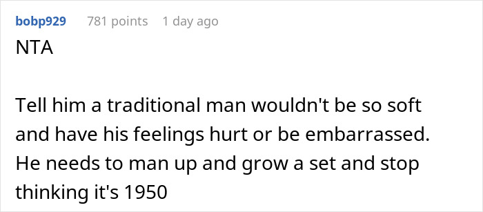 Online comment criticizing a toxic man venting about traditional wives and reacting to challenged logic. Online comment criticizing a toxic man venting about traditional wives and reacting to challenged logic.