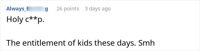 Screenshot of an online comment criticizing a teen’s entitlement over missing $30k with vague answers from mom. Screenshot of an online comment criticizing a teen’s entitlement over missing $30k with vague answers from mom.