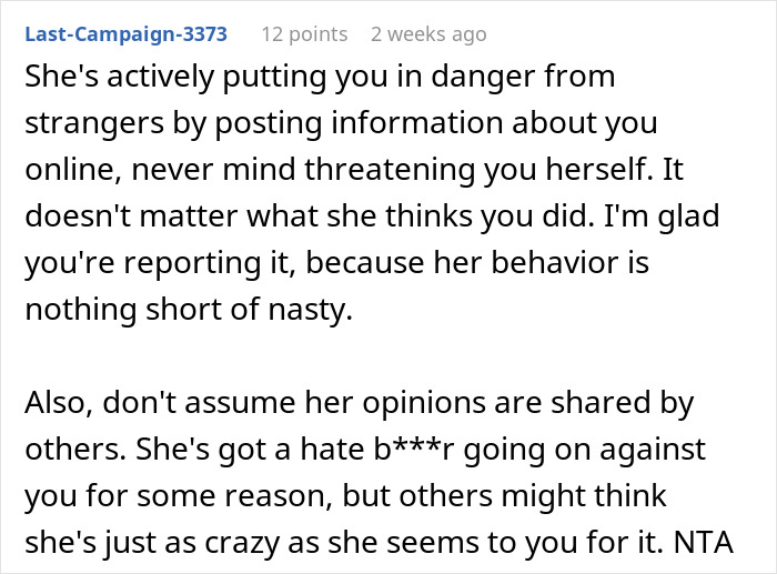 Screenshot of a social media comment discussing a woman putting coworker on blast and workplace consequences.
