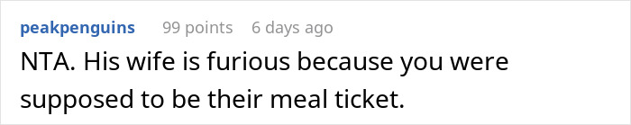 Reddit comment screenshot about family money dispute mentioning shuts down the ATM and meal ticket Reddit comment screenshot about family money dispute mentioning shuts down the ATM and meal ticket