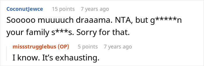 Screenshot of a woman expressing regret after blowing up at family for leaving Thanksgiving dinner.